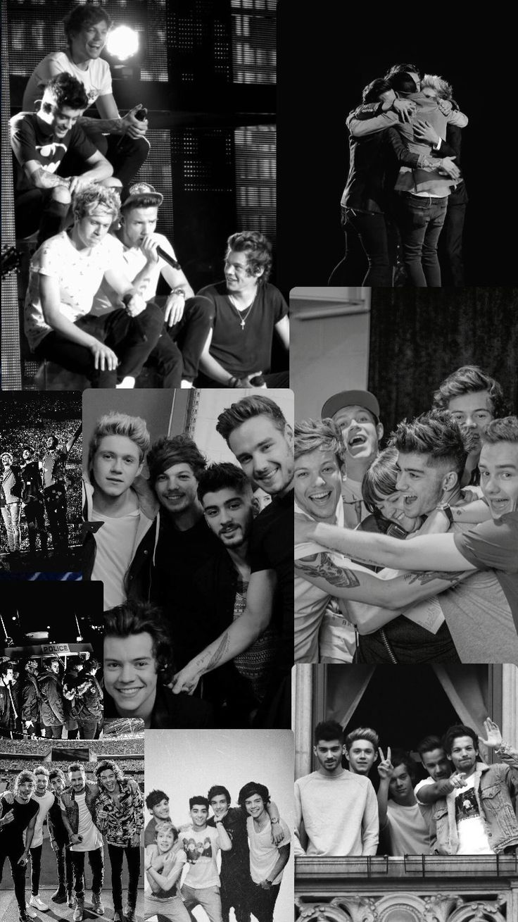 black and white collage of people posing for pictures with their arms around each other