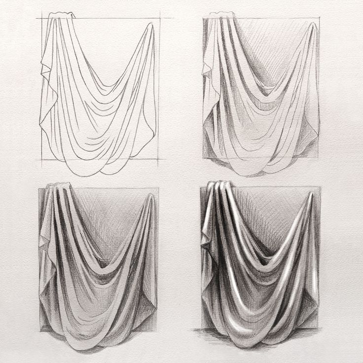 four different types of draperies are shown in this drawing