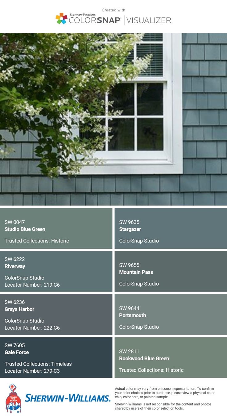 the color scheme for sherwinn's siding is shown in blue and gray