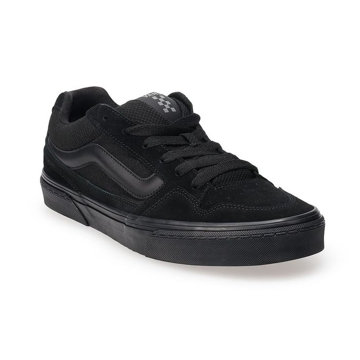 Step on in style with these Vans Caldrone Men's Blackout Padded Skate Shoes.Click this FOOTWEAR GUIDE to find the perfect fit and more! Step on in style with these Vans Caldrone Men's Blackout Padded Skate Shoes.Click this FOOTWEAR GUIDE to find the perfect fit and more! FEATURES Skate influenced design Classic side stripe branding Exaggerated padding on tongue and collar Double stitched upper for durability Vulcanized soleDETAILS Suede upper Cotton blend lining EVA midsole Rubber outsole Round Vans Slip-resistant Round Toe Sneakers, Vans Slip-resistant Sneakers, Urban Black Skate Shoes Fade-resistant, Slip-resistant Vans Sneakers With Round Toe, Fade-resistant Lace-up Skate Shoes, Slip-resistant Lace-up Shoes For Streetwear, Black Fade-resistant Lace-up Skate Shoes, Vans Fade-resistant Sneakers For Streetwear, Vans Fade-resistant Streetwear Sneakers