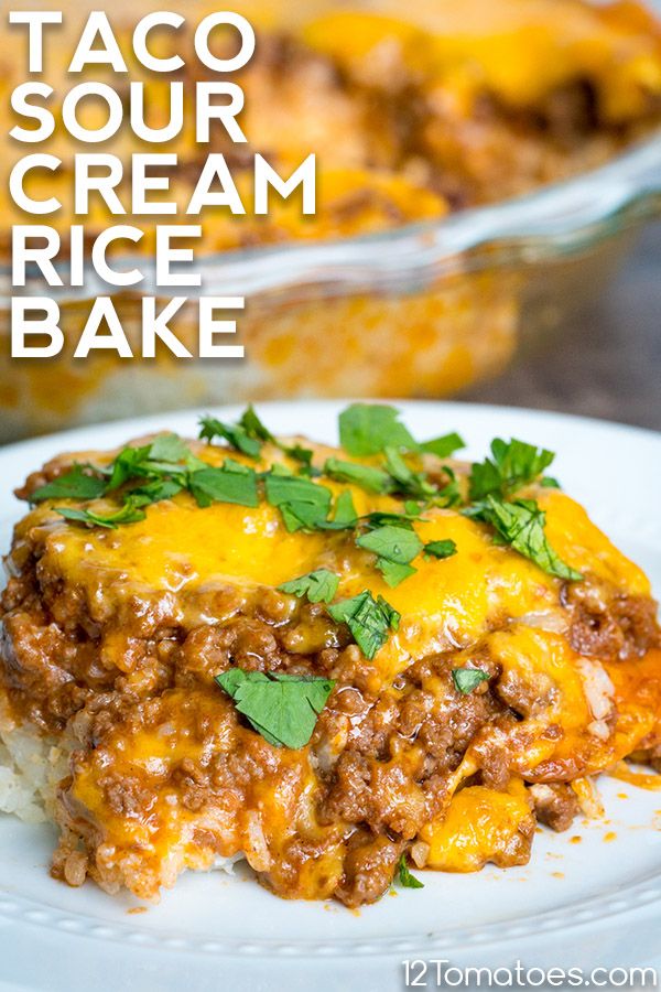 taco sour cream rice bake on a plate