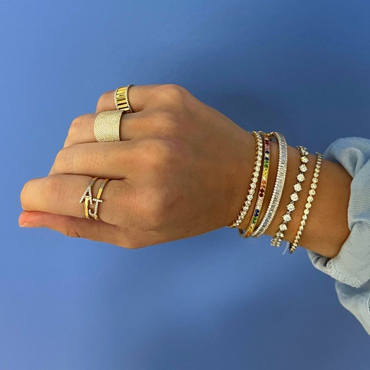 Adorn your fingers with a trendy and personalized twist on traditional stacking rings. Dainty and easy to stack, we know you'll fall in love with these! Metal: 14k White Gold / 14k Yellow Gold / 14k Rose Gold Round Brilliant Cut Natural Diamonds: Approx. 0.06-0.10 ctw depending on letter G/H Color and SI1-2 Clarity Diamonds Diamonds featured on letter only Fine Jewelry Stackable Eternity Band With Open Ring, Modern Twist Stackable Open Band Jewelry, Stackable Open Ring Bracelets As Gift, 14k Gold Stackable Bracelets With Round Band, 14k Gold Stackable Bands For Promise Ring, Stackable 14k Gold Bracelet With Round Band, Stackable 14k Gold Bracelets With Round Band, Modern Twist Sterling Silver Stackable Rings In Yellow Gold, Everyday 14k Gold Stackable Eternity Band