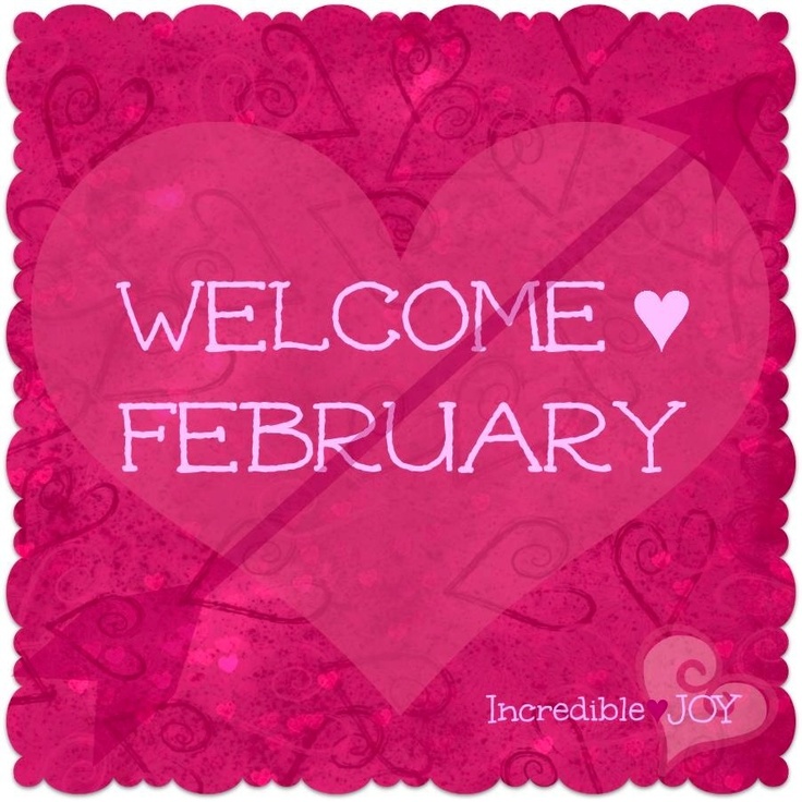 a pink heart with the words welcome february