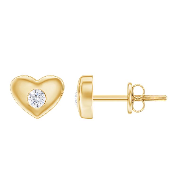 Product Details These Classic Heart Shaped Stud Earrings are a timeless addition to any jewelry collection. The petite design features a small round diamond set in a flush setting at the center. Crafted in Gold, these earrings are perfect for any occasion. Product Information SKU SHP-EARRINGS052015352 Length 5.8 mm Width 7.1 mm Height 2 mm Weight 1.29 gm (Approximate) DIAMOND INFORMATION No.of Stones 2 Pieces Total Weight 0.50 Carat (Approximate) Dimension(approx) Round-4X4 mm-2 Pcs Color HI Cut Valentine's Day Round Cut Diamond Earrings, Diamond White Heart Earrings With Brilliant Cut, Gold Diamond Round Heart Earrings, Diamond Heart Earrings With Round Cut For Gift, Classic Diamond Heart Earrings For Gift, Classic Diamond Heart Earrings As Gift, Fine Jewelry Round Brilliant Cut Heart Earrings, 14k White Gold Round Heart Earrings, Brilliant Cut Round Heart Earrings