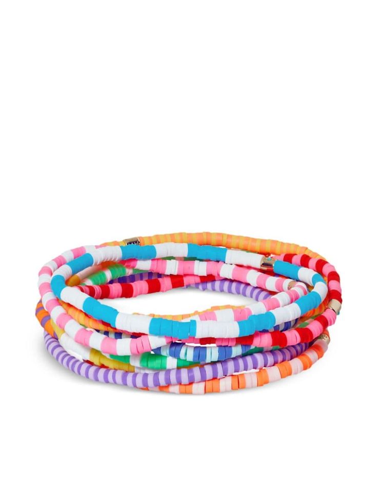 Roxanne Assoulin Technicolor Stripe Bracelets (set Of 10) - Farfetch Roxanne Assoulin, Bead Embellishment, Bracelets Set, Chanel 2, Iconic Bags, Demi Fine Jewelry, Fine Watches, Summer Beach Wear, Fine Earrings