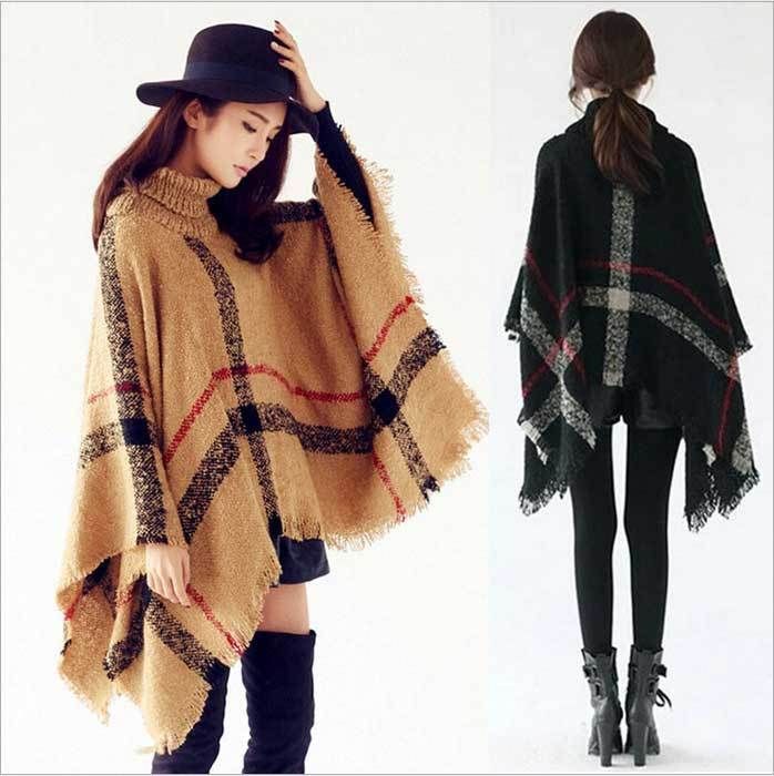 Women Poncho Stole Cape Shrug Wrap Shawl Jacket Jumper Sweater Polo Neck Warm Nr Cozy Long Sleeve Cape For Cold Weather, One Size Cape For Cold Weather, Brown Fall Cape Outerwear, One Size Vintage Poncho For Winter, Long Sleeve Poncho For Cold Weather In Fall, Vintage Winter Poncho One Size, Cozy Long Sleeve Winter Cape, Vintage One-size Winter Poncho, Cozy Long-sleeve Winter Cape