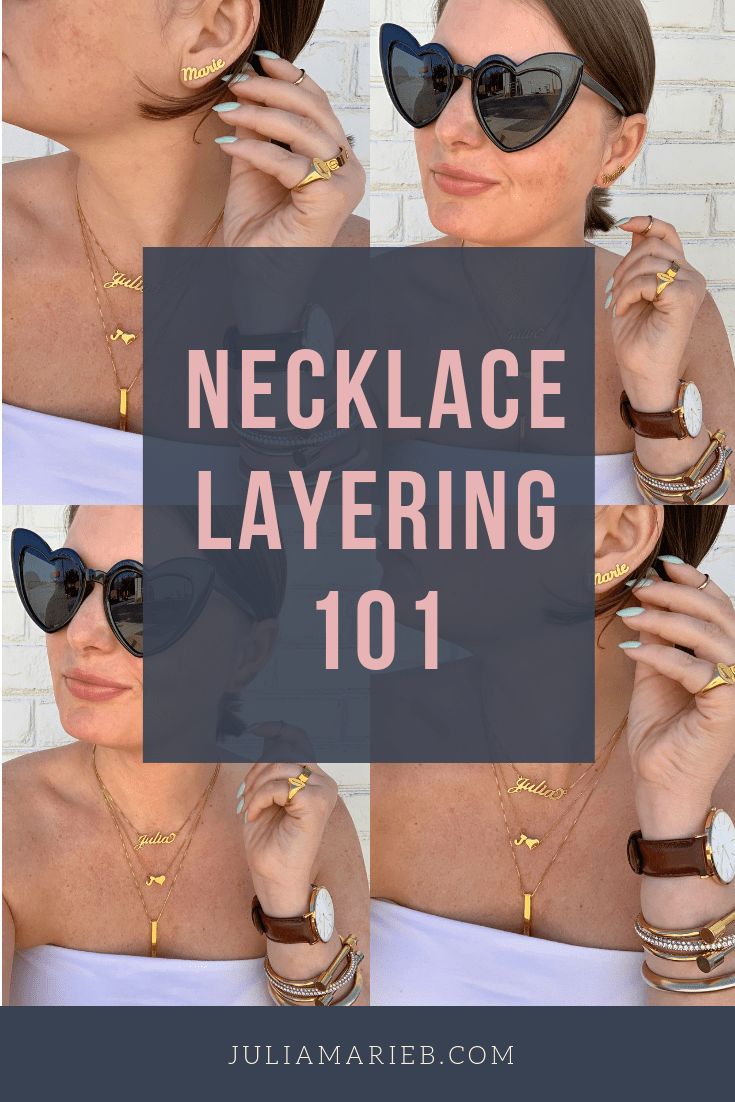 Wearing Necklaces How To, How To Wear Three Necklaces, Layered Necklaces With Tshirt, Pendant Necklace Layering, How To Stack Necklaces Without Tangling, How To Layer Earrings, Chain Lengths For Necklaces, How To Layer Jewelry Style, Wearing Multiple Necklaces