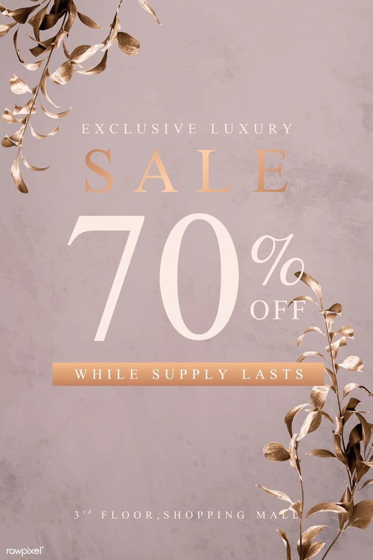 a sale banner with gold leaves and the words, 70 % off while supply lasts