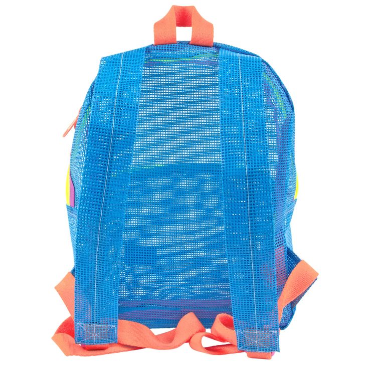 See your Stuff with our Mesh Bag Collection! A great sporty style as a daily bag, beach buddy, or festival companion. This small backpack features a large front pocket with double zipper pull and main compartment. Super soft adjustable top loop & webbing. Tear resistant 100% vinyl coated mesh 13" height x 10" width x 4.5" main pocket depth, 1 lb6" deep including front pocket CapacityMain Compartment only- 5.5 LMain Compartment w/ pockets- 6 L Made in Los Angeles, California Daily Use Bags With Mesh Pockets, Outdoor Blue Backpack With Adjustable Straps, Blue Nylon Backpack For Hiking, Blue Bags With Adjustable Straps For Outdoor Activities, Sports Nylon Bag With Adjustable Straps, Mesh Bags For Everyday Use And Back To School, Back To School Travel Mesh Bags, Travel Mesh Backpack, Mesh Backpack For Outdoor Activities