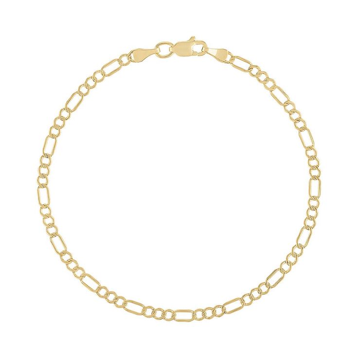 Simple and stylish, add this Jordan Blue 14k Gold Figaro Bracelet to your jewelry collection. Simple and stylish, add this Jordan Blue 14k Gold Figaro Bracelet to your jewelry collection. Chain type: figaro Chain width: 2.8 mm Metal: 14k gold Finish: polished Packaging: velvety pouch Bracelet length: 7.25 in. Size: 7.25". Gender: female. Age Group: adult. Modern Yellow Gold Figaro Chain Bracelets, Formal Yellow Gold Bracelet With Extender, 14k Gold Oval Link Figaro Chain Bracelet, 14k Gold Bracelet With Figaro Chain, Modern Yellow Gold Figaro Chain Bracelet, 14k Gold Figaro Chain Bracelet, Yellow Gold Plated Figaro Chain Bracelet, Elegant Gold-plated Figaro Chain Bracelet, Blue 14k Gold-filled Bracelet Jewelry