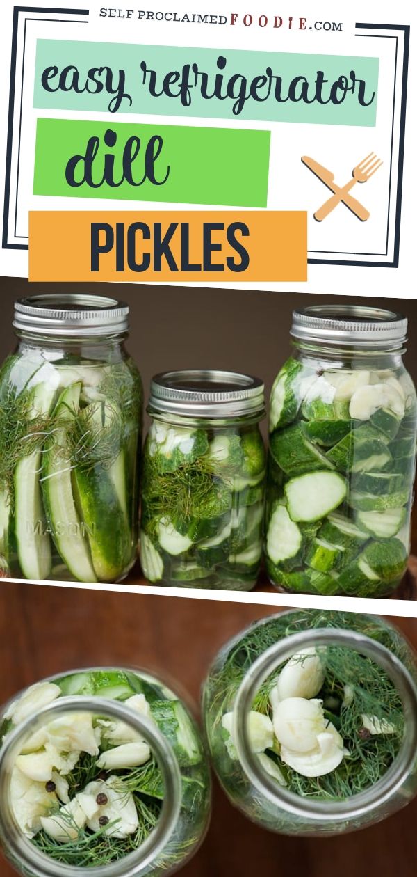 four mason jars filled with pickles and herbs