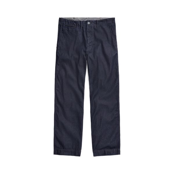 Classic-fitting pants made with 11 oz. indigo-dyed Japanese denim. Rinsed. Sanforized® to minimize shrinkage. Classic Indigo Bottoms With Pockets, Indigo Relaxed Fit Straight Leg Pants, Indigo Straight Leg Pants With Relaxed Fit, Dark Wash Cotton Straight Leg Pants, Relaxed Fit Straight Leg Indigo Pants, Dark Wash Cotton Cargo Pants, Classic Washed Blue Straight Leg Pants, Navy Cotton Tapered Leg Work Pants, Classic Straight Leg Washed Blue Pants