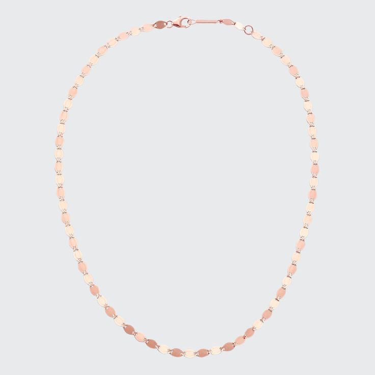 LANA large nude chain choker necklace. Signature 14-karat gold flat link chain. Adjustable; lobster clasp. Approx. 15"L. 14k Rose Gold Chain Link Necklaces, Rose Gold Chain Link Necklace 14k, Rose Gold Chain Necklace With Oval Links, Rose Gold Necklace With Delicate Chain And Rectangular Links, Elegant Rose Gold Chain Necklace With Lobster Clasp, Rose Gold Link Chain Necklace With Lobster Clasp, Rose Gold Necklaces With Rectangular Links, Rose Gold Chain Link Necklace, 14k Gold Rose Gold Chain Link Necklace