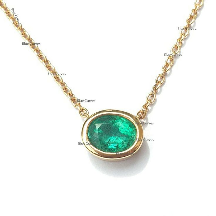 "Solitaire Oval Emerald Gemstone In 14k Solid Yellow Gold Pendant Chain Necklace Birthstone Necklace Gemstone Bezel Set Necklace Fine Jewelry You Can Gift them on Valentine's Day, Birthday, Anniversary and Any Special Occasion 16 to 18\" Adjustable Size Metal : 14K Solid Yellow Gold (Stamped) / Option available in 18K Gemstone: Emerald Emerald Weight : 0.90 ct Gemstone shaped : Oval Pendant height & Width : 5 mm \"This necklace can be also made with other gemstone per request.\" ★ All our produc Emerald Symbolism, Emerald Meaning, Bezel Set Necklace, Planet Mercury, Dainty Chain Necklace, Necklace Birthstone, Gold Chain With Pendant, Zambian Emerald, Dainty Chain