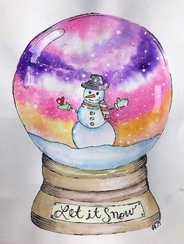 a drawing of a snow globe with the words let it snow