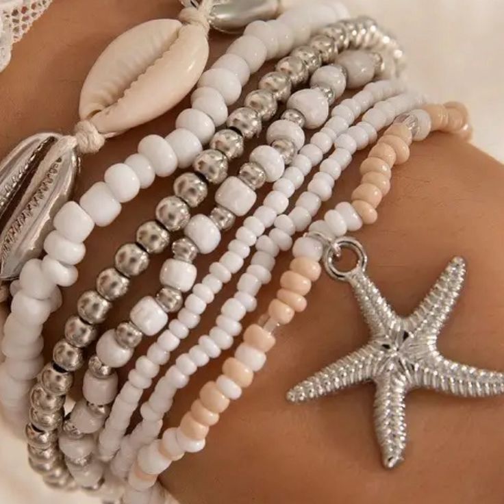 Perfect Beach Holiday Stack!! I Have Other Items So Take A Look To Bundle And Save. Smoke Pet Free Home. Beach Beaded Jewelry, Coastal Bracelet, The Island Princess, Beachy Bracelets, Island Princess, Holiday Bracelets, Preppy Gifts, Birthday Basket, Preppy Jewelry