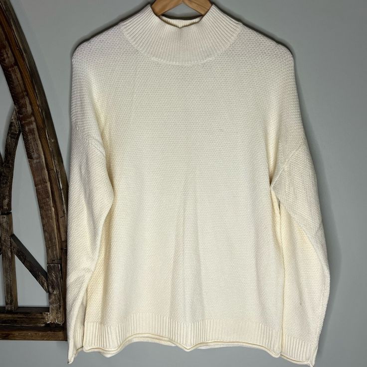 Merokeety Cream Mock Neck Sweater Size Large Extremely Soft, Brand New With Tags Sweater. Neutral Color. Absolutely Great Staple Piece For Your Closet! Casual High Neck Sweater In Winter White, Casual High Neck Winter White Sweater, Casual Cream High Neck Sweater, Casual Funnel Neck Sweater In Winter White, White Casual Funnel Neck Sweater, White Funnel Neck Casual Sweater, Casual White Funnel Neck Sweater, Casual Cream High Neck Top, Cozy White High Neck Top