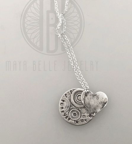 Fingerprint Charm with Personalized Engraving Circle Charm - Maya Belle Jewelry Fingerprint Pendant, Puffy Heart, Shape Of You, Circle Pendant, Pure Silver, Fingerprint, Silver Necklace, Two By Two, Pencil