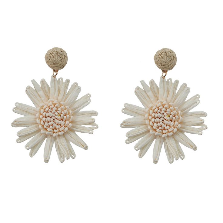 Material: Raffia Fashion Element: Flowers Style: INS Style Raffia Earrings, Flower Statement Earrings, Ornament Earrings, Vacation Jewelry, Resort Chic, Summer Beach Vacation, Earrings For Girls, Daisy Earrings, Earrings Flower