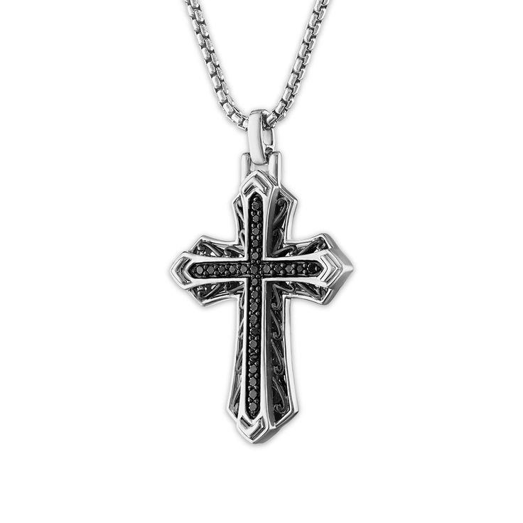 Sterling Silver 1/3 CTW Diamond 39X23MM 22" Religious PendantMake a spiritual statement with religious jewelry. White Gold Cross Jewelry For Spiritual Style, Spiritual White Gold Cross Jewelry, Spiritual White Gold Jewelry With Box Chain, Spiritual Jewelry With Adjustable Chain And Cross Pendant, Spiritual Cross Necklace With Large Pendant, Symbolic White Gold Cross Pendant Jewelry, Spiritual Jewelry With Large Crucifix Pendant, Spiritual Crucifix Jewelry With Large Pendant, Symbolic Large Cross Pendant Jewelry