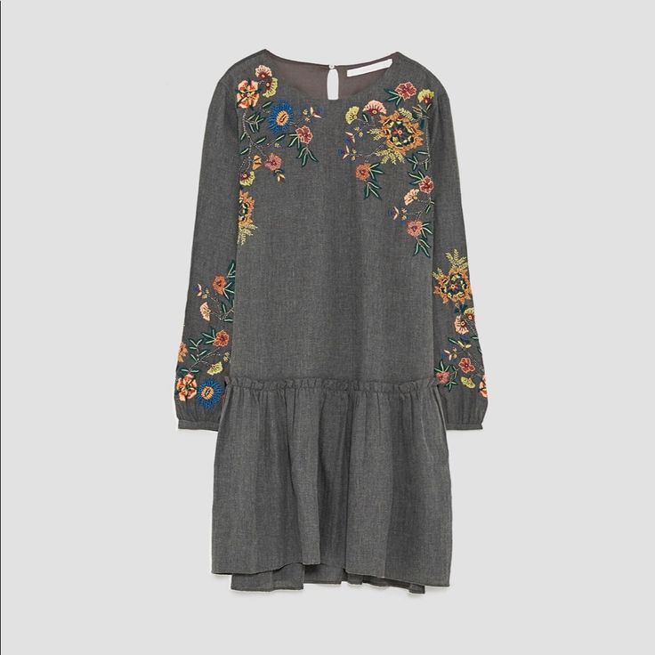 Zara Embroidered Dress With Ruffles ~20” Across Chest ~35” Length ~23” Sleeve Smoke Free And Pet Free Environment Spring Long Sleeve Embroidered Dress With Ruffles, Embroidered Long Sleeve Mini Dress For Fall, Long Sleeve Embroidered Mini Dress For Fall, Casual Mini Dress With Embroidered Hem For Spring, Casual Spring Dresses With Embroidery, Casual Dress With Multicolor Embroidery And Embroidered Hem, Casual Embroidered Dress With Floral Print, Casual Dress With Multicolor Embroidered Hem, Embroidered Long Sleeve Dress For Spring