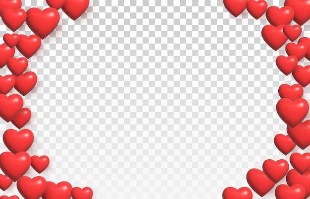 many red hearts are arranged in the shape of a circle on a transparent background illustration