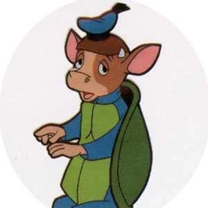 a cartoon character with a backpack on his back and one hand in the other's pocket