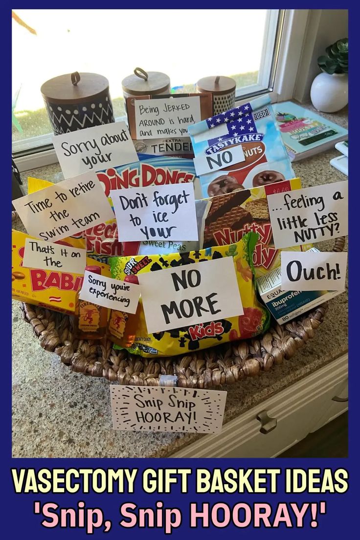 a basket filled with lots of different types of candy