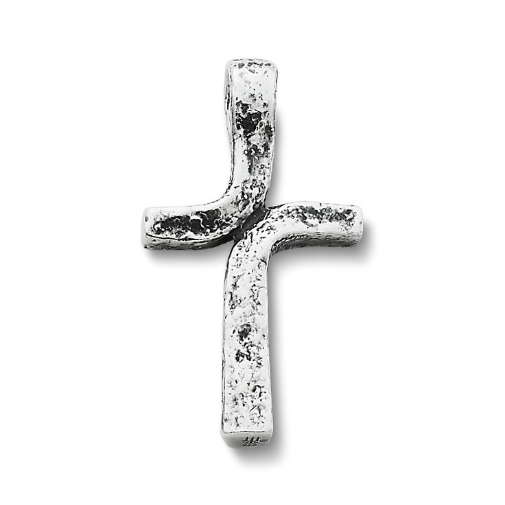 Carry with you an enduring symbol of your faith in sterling silver with this beautifully crafted, rustic style cross charm. Sterling Silver Oxidized Crucifix Necklace, Oxidized Cross Pendant Necklace, Oxidized Sterling Silver Cross Pendant Necklace, Spiritual Silver Cross Necklace With Oxidized Finish, Spiritual Sterling Silver Cross Pendant Jewelry, Antique Silver Cross Symbolic Jewelry, Antique Silver Cross Jewelry With Oxidized Finish, Hand Cast Silver Cross Jewelry, Antique Silver Symbolic Cross Jewelry