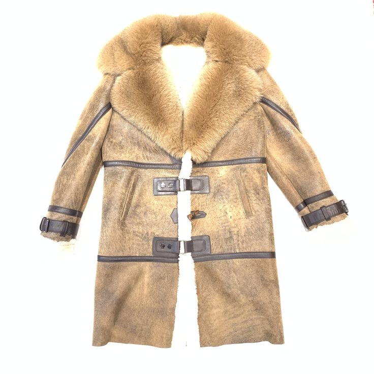 Daniels Leather Whiskey Fox 3/4 Shearling Jacket - Dudes Boutique Luxury Sheepskin Fur Coat For Fall, Luxury Shearling Fur Coat For Fall, Shearling Long Fur Coat For Cold Weather, Long Shearling Fur Coat For Cold Weather, Shearling Long Coat For Cold Weather, Brown Sheepskin Long Coat, Luxury Long Sleeve Sheepskin Fur Coat, Classic Long Sheepskin Fur Coat, Designer Shearling Outerwear With Faux Fur Lining