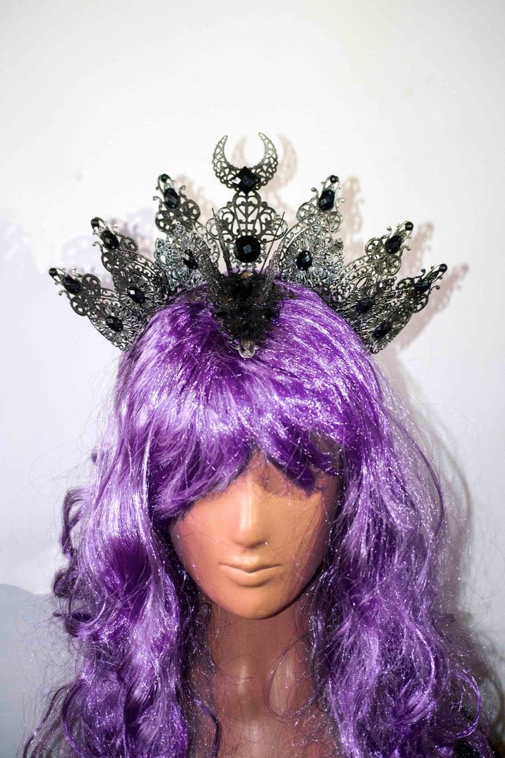 Gothic Headpiece Metal Crown Hallo Goddes Headpiece Birthday | Etsy Halloween Cosplay Costume Accessories With Tall Crown, Fantasy Crown For Costume Party, Fantasy Crown Costume Accessories For Costume Party, Silver Costume Accessories For Halloween Fantasy Events, Silver Costume Accessories For Halloween, Fantasy High Crown Costume Accessories For Halloween, Fantasy High Crown Halloween Costume Accessories, Halloween Cosplay Crown Costume Accessory, Halloween Crown Costume Accessory For Cosplay