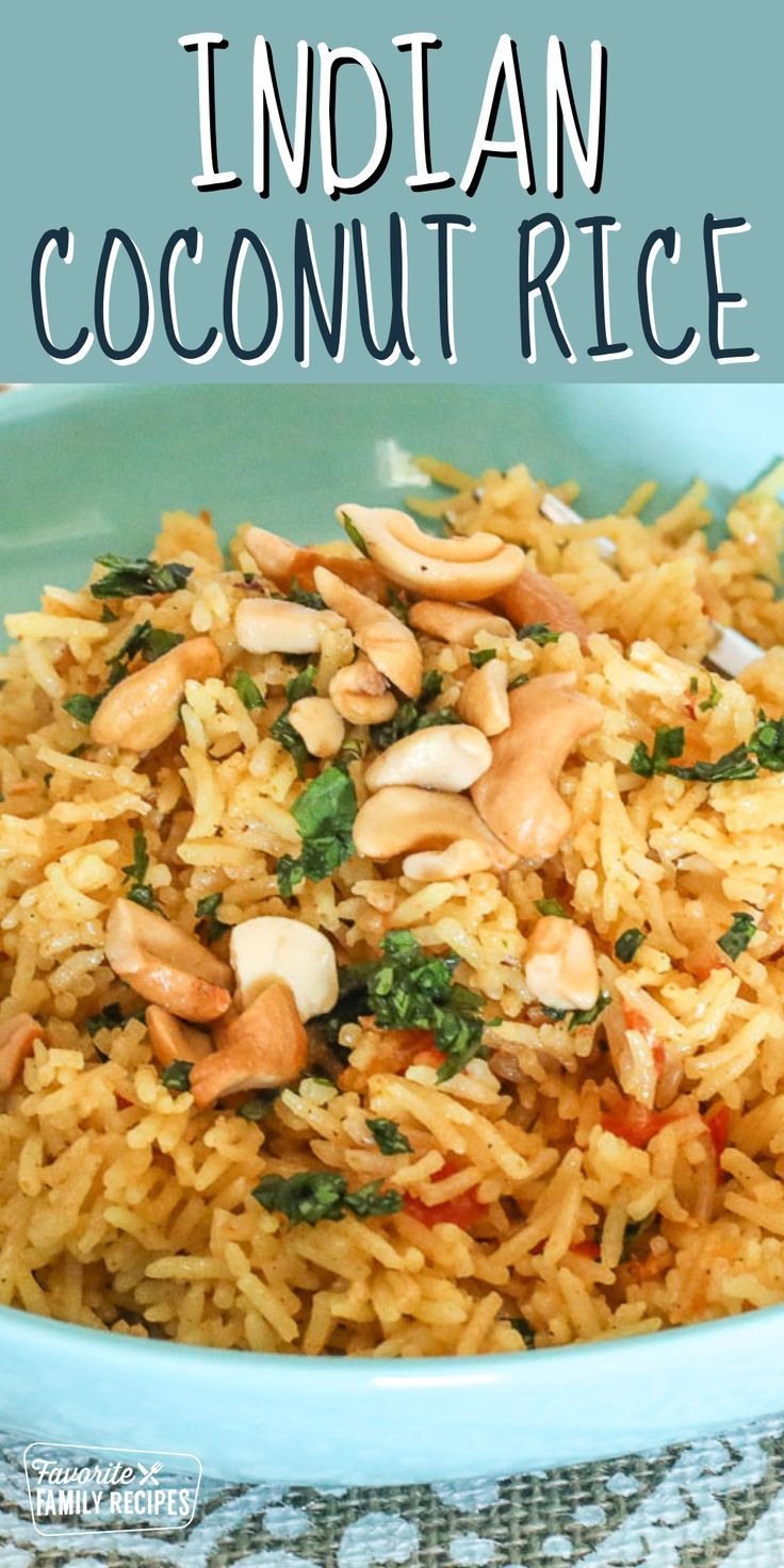 This Indian Coconut Rice recipe uses fresh spices and vegetables to brighten the color and taste of the Basmati Rice. Coconut milk gives the rice some sweetness and a mild coconut flavor. It has a hint of curry, but the fresh spices are really what sets this recipe apart from most coconut rice recipes out there. Coconut Rice Recipes, Coconut Basmati Rice, Basmati Rice Recipes, Coconut Milk Rice, Rice Coconut, Coconut Rice Recipe, Indian Rice Recipes, Savory Rice, Flavored Rice