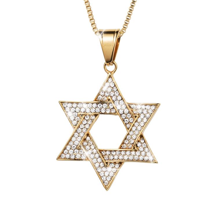 Research suggests that in the Middle ages the Star of David was common in various religious ceremonies. A symbol of faith and heritage this stylish stainless steel pendant is decorated with a double row of shimmering white Diamondeau®, the supreme diamond alternative, adding eye catching appeal. White Star Of David Jewelry For Anniversary, The Star Of David, Religious Ceremony, Star Of David Pendant, Diamond Alternatives, The Middle Ages, Star Of David, Stainless Steel Pendant, Middle Ages