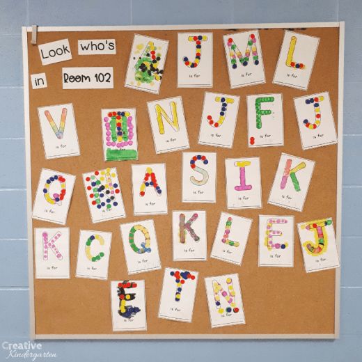 a bulletin board with letters and numbers on it