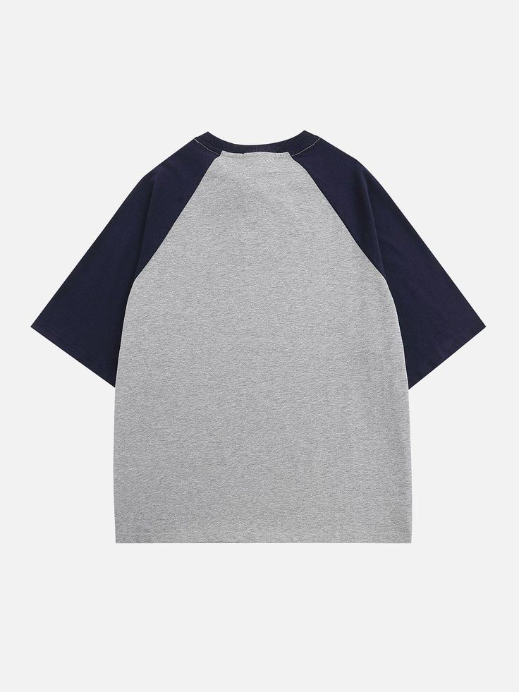 Majesda® - Color Block Raglan Letter Print Tee- Outfit Ideas - Streetwear Fashion - majesda.com Grunge Summer Outfits, Grunge Summer, Hip Hop Fashion 90s, Letter Print Tee, Chic Summer Outfits, Urban Landscapes, Y2k Baby Tee, Raglan Pullover, Fun Designs