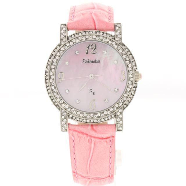 Pink leather round Swarovski Crystal watch made with genuine swarovski crystals and mother of pearl face with beautiful pink leather strap Pink Diamond Watch With Diamond Hour Markers, Luxury Pink Diamond Watch With Diamond Hour Markers, Pink Watch With Diamond Hour Markers, Pink Round Diamond Watch For Formal Occasions, Formal Pink Diamond Watch With Diamond Hour Markers, Pink Diamond Watch For Formal Occasions, Elegant Pink Watches With Diamond Hour Markers, Pink Diamond Watch With Round Dial For Formal Events, Pink Diamond Watch With Round Dial For Formal Occasions