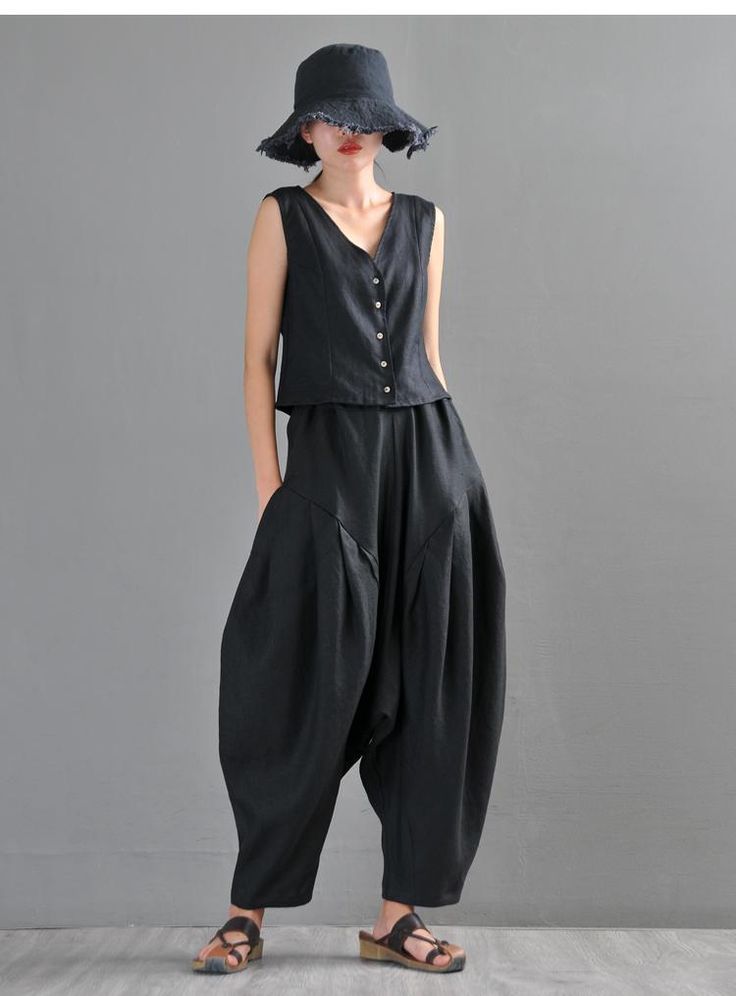 Buy BABBAKUD Loose Retro Linen Casual Pants Trousers Our Wide Selection Is Elegible For Free Delivery Loose Pants Style, Japanese Pants, Casual Linen Pants, Loose Fitting Pants, Linen Casual, Oversized Dress, Linen Style, Japanese Outfits, Maxi Dress Cotton