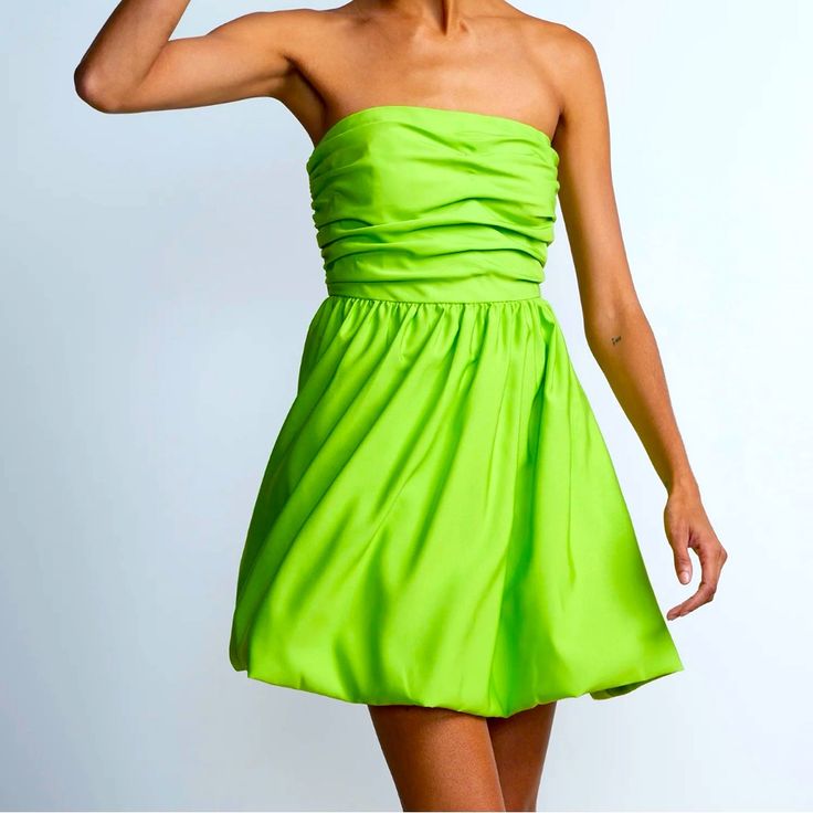 Absolutely Adorable Green Strapless Dress With A Tie Waist And Bow In The Back. Zipper Closure. Never Worn But Removed Tags. Soooo Cute But Just A Little But Small On Me. Perfect Brand New Condition. Flirty A-line Strapless Dress For Cocktail, Flirty A-line Strapless Dress For Spring, Spring A-line Strapless Dress For Night Out, Spring Evening Strapless Mini Dress, Green A-line Strapless Evening Dress, Green Strapless Mini Dress For Cocktail, Ruched Strapless Cocktail Dress For Summer, Summer Cocktail Strapless Ruched Dress, Mini Strapless Dress For Spring Evening