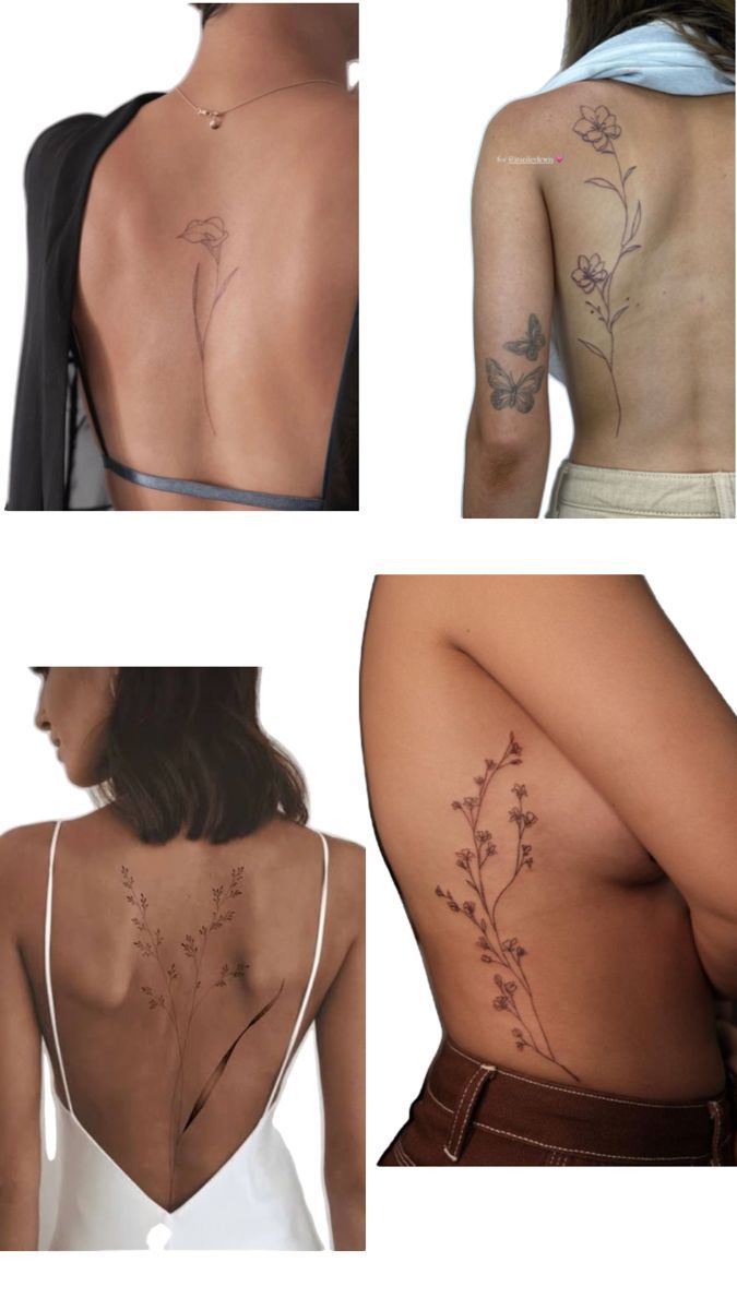 the back of a woman's body with tattoos on it