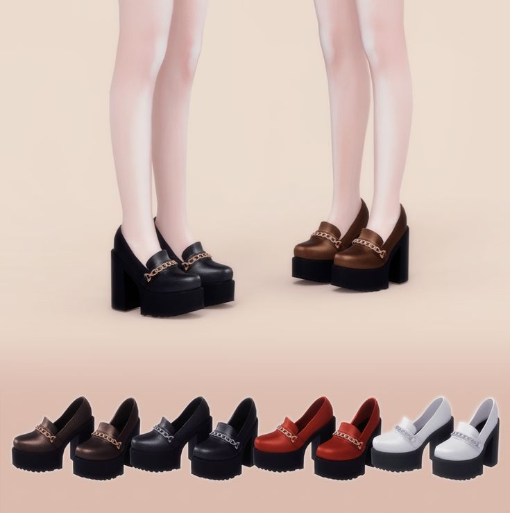 several pairs of women's shoes in different colors and sizes, with the bottom one showing