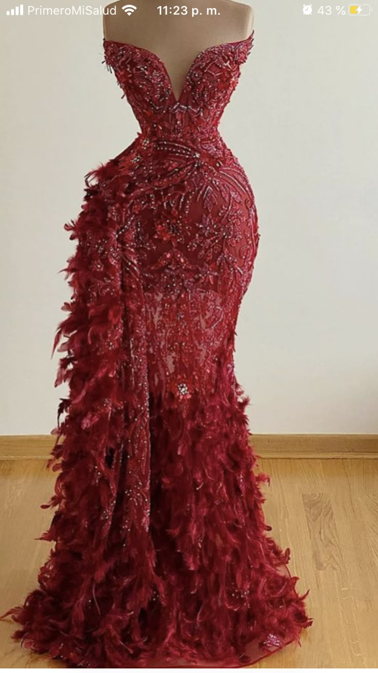 Red Matric Dance Dresses, Color Wedding Dresses, Wedding Gowns Ideas, Dress With Feathers, Nigerian Lace Styles Dress, Prom Inspiration, African Prom Dresses, Matric Dance, Sparkly Prom Dresses