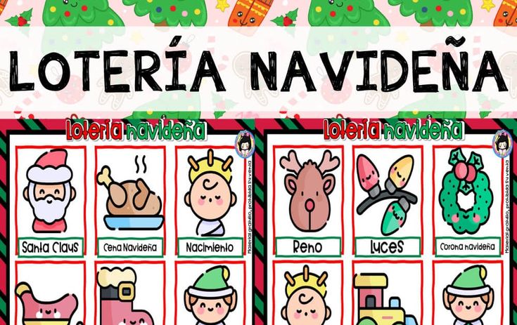 the spanish version of la loteria naviddena is shown in red and green