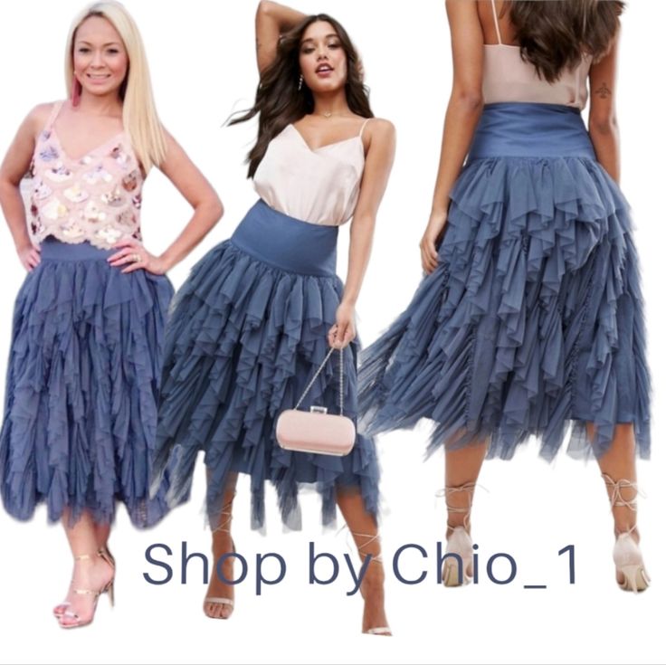 Asos Tulle Skirt With Vertical Ruffles Asymmetric Asos Tulle Skirt With Vertical Ruffles Layered Tulle Hight Rise Waistband Side Zip Closure Color: Blue Excellent For All Occasions . Super Comfortable With A Perfect Fit At The Waist. True To Size Size: 8uk Us4 New With Summer Party Tiered Maxi Skirt, Spring Party Tiered Skirt, Summer Party Skirt With Layered Hem, Voluminous Skirt For Summer Parties, Chic Blue Ruffled Maxi Skirt, Summer Party Maxi Skirt With Ruffles, Spring Party Ruffled Skirt Bottoms, Layered Hem Bottoms For Summer Party, Spring Party Bottoms With Ruffled Skirt