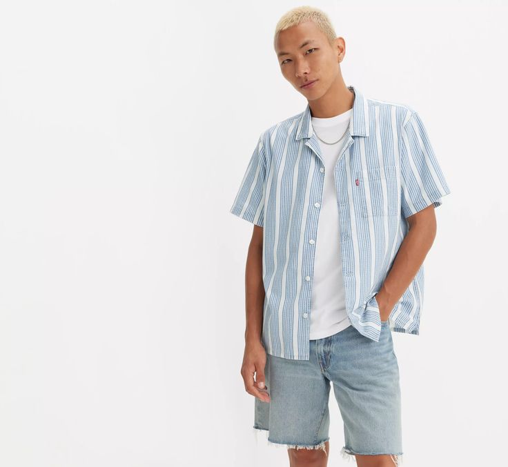 No summer line-up's complete without our sunset camp shirt. It breathes the relaxed vibe that summer's all about, but is slightly more stepped-up than a t-shirt. A s... Relaxed Fit Collared T-shirt For Beach, Spring Camp Collar T-shirt With Relaxed Fit, Spring Camp Shirt With Relaxed Fit And Camp Collar, Casual Tops With Camp Collar For Vacation, Casual Camp Collar Tops For Vacation, Summer White Relaxed Fit Shirt, Relaxed Fit White Shirt For Summer, Relaxed Fit Camp Collar Shirt For Spring, White Relaxed Fit Shirt For Summer