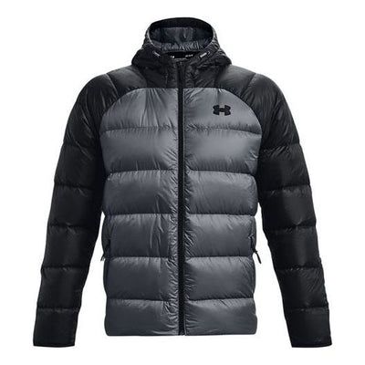 Under Armour Down Puffer Jacket 'Black Grey' 1364903-001 Black Nylon Puffer Jacket For Winter, Urban Black Nylon Puffer Jacket, Black Urban Nylon Puffer Jacket, Black Winter Puffer Jacket For Outdoor, Black Nylon Outdoor Puffer Jacket, Black Nylon Puffer Jacket For Outdoor, Urban Black Puffer Hooded Jacket, Urban Black Hooded Puffer Jacket, Urban Black Puffer Jacket For Winter