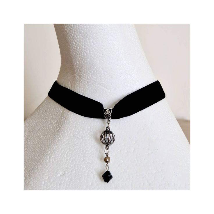 Silver/black bead charm Velvet Black Choker With Lobster Clasp As Gift, Adjustable Gothic Choker Jewelry, Black Choker With Lobster Clasp, Black Bohemian Dangle Choker, Bohemian Black Dangle Choker, Black Beaded Choker As Gift, Bohemian Black Choker For Jewelry Making, Elegant Teardrop Black Bead Jewelry, Gothic Beaded Choker As Gift