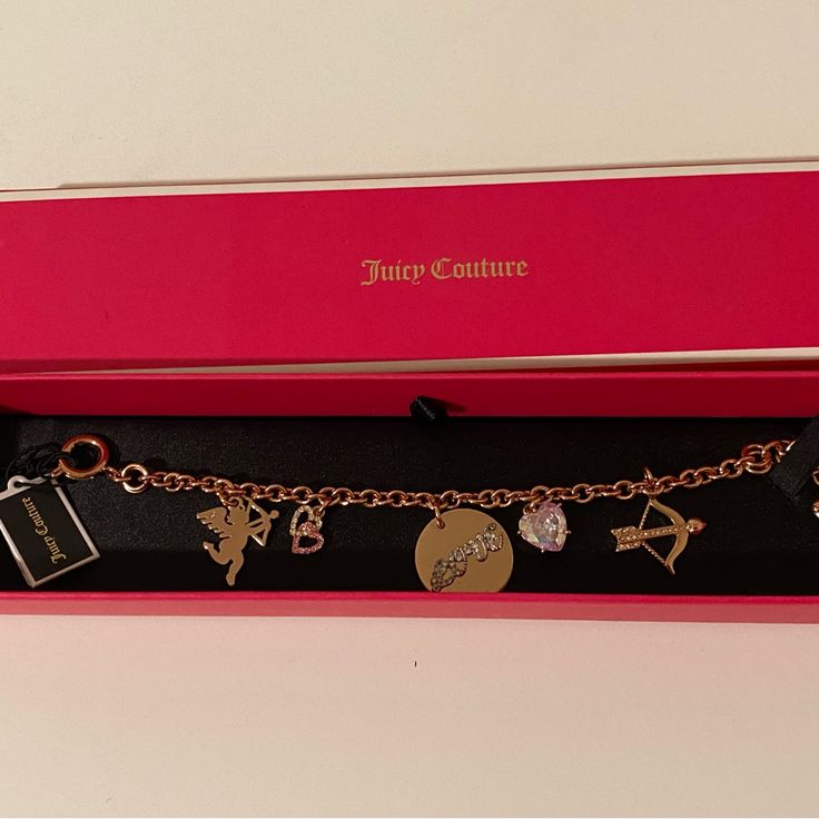 Valentine’s Bracelet Nwt Color: Rose Gold Pink Jewelry With Logo Charm For Gifts, Trendy Rose Gold Charm Bracelet For Party, Rose Gold Charm Bracelet For Valentine's Day Party, Juicy Couture Bracelet, S Bracelet, Juicy Couture Jewelry, Couture Jewelry, Juicy Couture, Womens Jewelry Bracelets