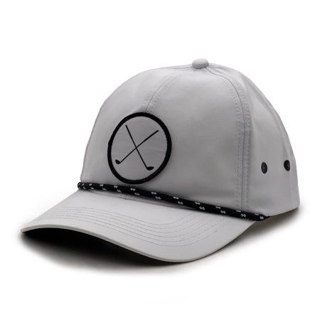 This white Golf hat is the perfect accessory for your next round of 18 holes. The performance polyester fabric brings lightweight and comfort to your new favorite baseball style golf hat. The crossed golf club patch and rope accent bring the style to a tremendously comfortable hat. This classic hat will complement any look, even if youre only there to drive the cart. Size: OSFM.  Gender: male.  Age Group: adult. Outdoor Cap, Classic Hats, Golf Hat, Golf Hats, Golf Club, Golf Clubs, Hat Fashion, Baseball Hats, Age Group