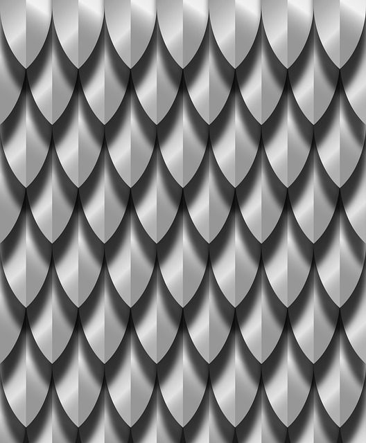 an abstract metallic background with wavy lines and curves in the shape of fish's scales