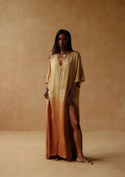 DRESSES - Ethical & Sustainable – Page 2 – Studio Tia Mediterranean Fashion Women, Dessert Outfit Women, Kaftan Dress Modern, Ombre Dresses, Resort Outfits, Kaftan Style Dresses, Tan Midi Dress, Linen Kaftan, Kaftan Styles